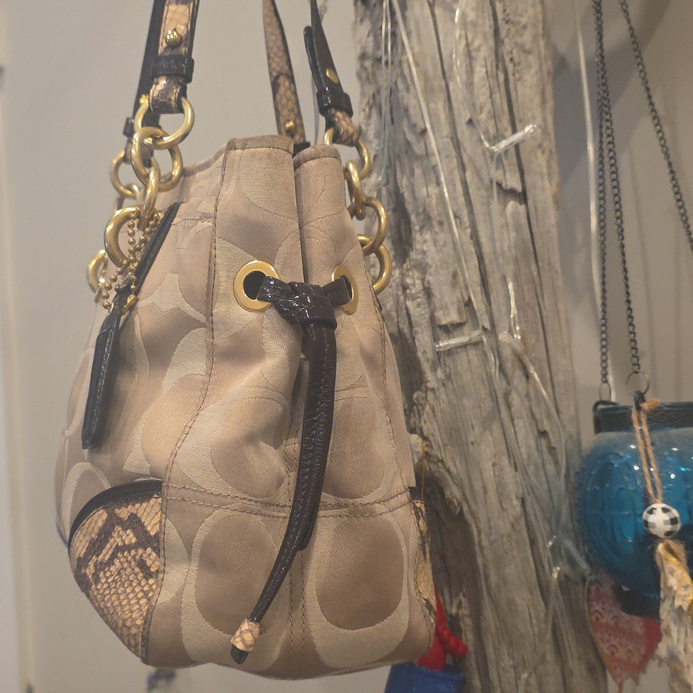 Coach Collette Snake Embossed Carry All - Picture 6 of 14